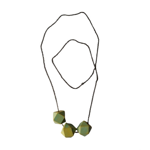 Jewelry - Geometric Wooden Bead Statement Necklace